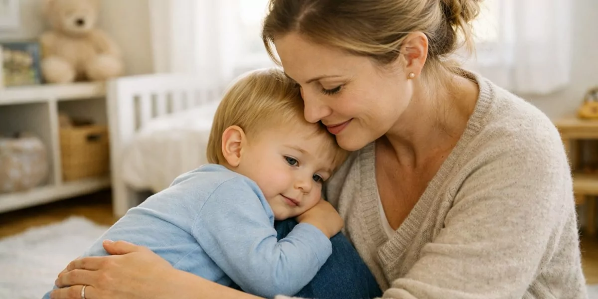 mamma e bambino in cameretta